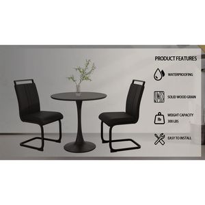 Tavolo da pranzo circolare nero Tulip da 31,5 pollici, tavolo da cucina per 2-4 persone con piano e base in MDF - Product Image 6