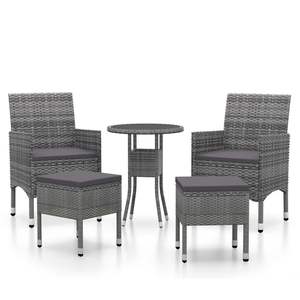 Set da salotto in 5 pezzi in Poly Rattan grigio con mobili da esterno eleganti - Product Image 2