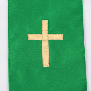 Étole de prêtre moderne réversible double face, broderie croix dorée, vert, 100% polyester, taille et couleur personnalisables, pour église - Product Image 5