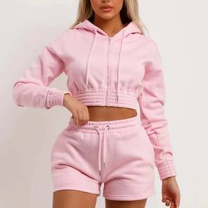 Conjunto Deportivo de 2 Piezas para Mujer al por Mayor, con Logotipo Personalizado, Pantalones Deportivos Cómodos de Longitud Completa y Top Corto con Sudadera con Cremallera Completa - Product Image 6
