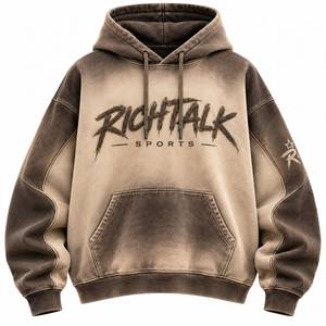 Sweat-shirt à capuche oversize pour homme, style streetwear, en coton French Terry, avec poche et logo sur le devant, décontracté pour l'hiver - Product Image 1