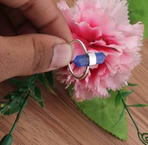 แหวนหยกสีฟ้าธรรมชาติ แหวนเงินแท้ 925 ประดับพลอยทรงหกเหลี่ยม แหวนผู้หญิงคลาสสิกสำหรับงานแต่งงานและงานปาร์ตี้ - Product Image 5