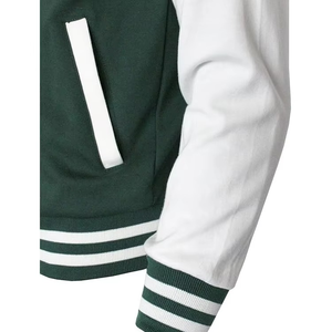 Veste de baseball à capuche pour homme, couleur verte et blanche, style varsity, boutons pression, veste bomber pour homme - Product Image 5