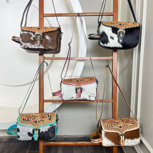 OEM ODM Fashionable Trending Tooled Cowhide Leather Crossbody Toiletry <b>Bag</b> <b>for</b> <b>Women</b> Fashion <b>Travel</b> Cosmetic Makeup Organizer - Product Image 4