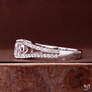 2CT Cushion Cut Lab Diamond <b>Ring</b> <b>Split</b> Pave Band 10K White Gold IGI Certified Bridal <b>Ring</b> - Product Image 3