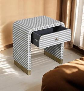 Mesa de Cajones con Incrustaciones de Hueso de ILAHI, Diseño Moderno con Detalles de Ágata, Almacenamiento de Tres Niveles, Mueble Portátil para el Hogar - Product Image 2