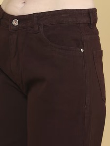 Women's Mid Waist Regular Fit <b>Boot</b> Cut Cargo Jeans Denim Black Blue Utility Knee Length Vintage Eco-Friendly Cotton - Product Image 4