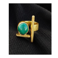 Bague de fiançailles unique en pierre verte pour femme, style néo-gothique, plaqué or 18 carats, laiton, géométrique, tendance, cadeau, bijou de qualité supérieure