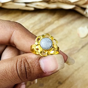 New Arrival Boho Flower Moonstone <b>Ring</b> Ethnic Brass <b>Rings</b> Women 18k Gold Plated Floral Tribal <b>Statement</b> Jewelry Wholesale/OEM - Product Image 6