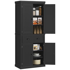 Armadio dispensa da cucina autoportante alto 183 cm con ante a cassetto nere e ripiani contenitore - Product Image 1