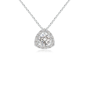 Pendentif de luxe en or 10K 14K 18K et argent 925 935 avec halo géométrique de diamants ronds cultivés en laboratoire certifiés IGI, bijoux fins - Product Image 3