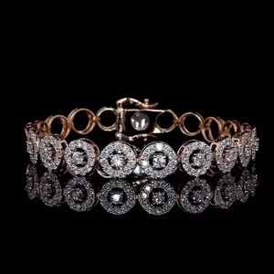 New Customized Round Shape Moissanite Diamond <b>Bracelet</b> Bezel Setting 18K Yellow Gold Diamond <b>Bracelet</b> for Both Women - Product Image 1