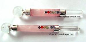 Vente en ligne de quartz rose Chakra Silver 925 Wands avec Lingam Handmade Crystal Engraving Beautiful Chakra Balancing Tool - Product Image 6