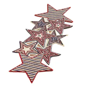 Personalizzato fatto a mano con perline a forma di stella Runner da tavolo realizzato in poliestere articoli da cucina prodotto tavolo da pranzo tappetino decorativo per la casa