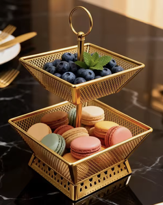 OEM/ODM Factory Direct Square Metal Fruit Basket Desktop <b>Vegetable</b> <b>Storage</b> Rack Multifunctional Snack Organizer Basket - Product Image 3