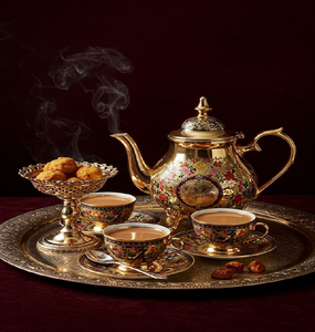 Service à thé moderne en porcelaine noire et or avec décor floral doré pour une pause thé royale. Cours disponible à prix de gros. - Product Image 6