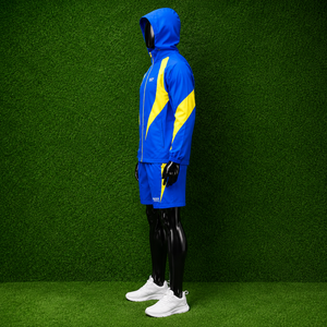 Wholesale Custom Hooded Windbreaker Jacket and Shorts Sportswear Nylon <b>Set</b> for Men - Product Image 4