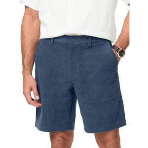 Pantalones Cortos de Vestir Personalizados para Hombre, de Pana Clásica de 9 Pulgadas, Corte Recto, Ligeros, Elásticos, de Poliéster, con Bolsillo con Logotipo - Product Image 5