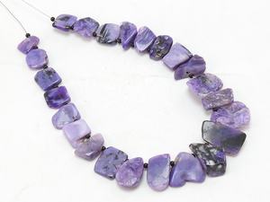 Charoïte violette brute, tranches lisses polies, brin de 8 pouces, 8-15 mm, pierre naturelle certifiée par un tiers, trou de 0,30 mm pour bijoux - Product Image 4