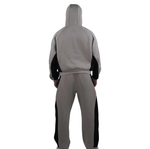 Custom Streetwear Oversized Heavyweight Fleece Patchwork Baggy Fit Blank <b>Tracksuit</b> for Men - Product Image 3