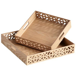 Plateau de service en bois de qualité supérieure, style antique, avec poignée dorée en métal, forme et taille personnalisées au meilleur prix - Product Image 3