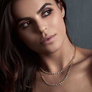 14K 18K <b>Solid</b> Gold Rivera Layering Tennis Choker <b>Necklace</b> 18 Inches Graduated Round Cut Lab Grown Diamond Collar For Women Gift - Product Image 2