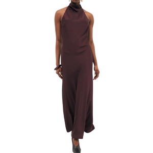 Robe longue pour femme à col licou, sans manches, dos nu, style vintage, coupe crayon ajustée, ourlet style robe de bal, OEM ODM Personnalisé Vente en gros - Product Image 3