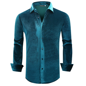 Chemise en velours pour homme à manches longues, décontractée, boutonnée, tissu extensible doux et respirant, pour un usage quotidien - Product Image 3
