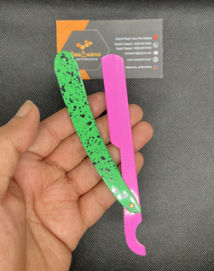 Saaqaans Professional Straight <b>Edge</b> Razor Stainless Steel Blade <b>Plastic</b> Handle Green Pink Color Face Use for Men - Product Image 5