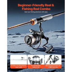 Canne à pêche spinning en fibre de carbone et fibre de verre IM6, combo moulinet et canne, 6,5 pieds, deux pièces, pour la pêche au bar - Product Image 2