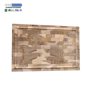 เขียงไม้ธรรมชาติทรงสี่เหลี่ยมผืนผ้าลายทางพร้อมรูจับ - Product Image 6