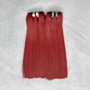 Paquetes de cabello rojo vietnamita alineados con cutícula 100%, extensiones de cabello de color fresa sedoso Remy virgen crudo - Product Image 2
