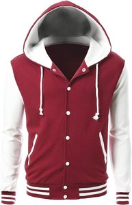 Veste universitaire à capuche pour homme, vente en gros OEM, avec logo personnalisé, broderies de haute qualité, manches en cuir pour l'hiver - Product Image 2
