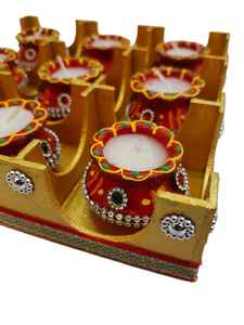 Bougie sans flamme Aakar Candles TC 104 Shubh Mangal Kalash, lot de 9, en terre cuite, cadeau Diwali, cadeau d'entreprise, décoration de la maison - Product Image 3