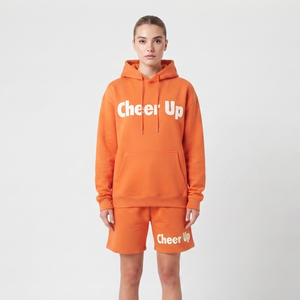 Ensemble pull à capuche ample et short en molleton polyester/coton pour femme, taille élastique, idéal pour l'hiver - Product Image 1