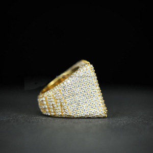 Custom Initial Iced 925 Sterling <b>Silver</b> Cluster <b>Ring</b> <b>Men</b> Rhodium Plated Moissanite Letter Hip Hop Bling Statement Personalized - Product Image 5