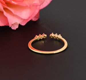 Open Diamond <b>Ring</b> 0.15 Ct Natural Diamonds Adjustable Gold <b>Ring</b> Minimal Cluster <b>Ring</b> <b>Dainty</b> Everyday Jewelry Gift for Her - Product Image 3
