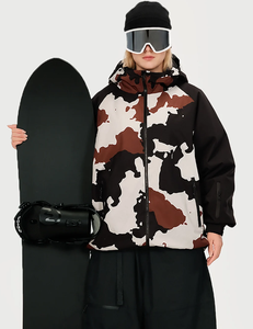 Unisex Ski Camo Hooded Waterproof Windproof Insulated Snowboarding <b>Jacket</b> Lightweight Zipper 100% Polyester Winter Outdoor - Product Image 1