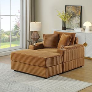 Set Soggiorno Accogliente: Divano Profondo con 2 Cuscini Decorativi e Pouf, Comodo per l'Intrattenimento Domestico - Product Image 3