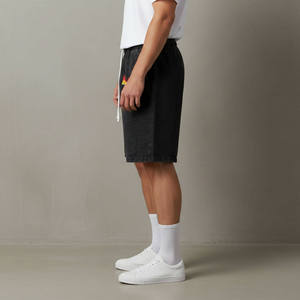Shorts Bermuda en Coton Noir de Haute Qualité pour Hommes avec Cordon de Serrage à la Taille et Logo Flamme Imprimé sur le Devant, Style Décontracté, Tissu Respirant - Product Image 5
