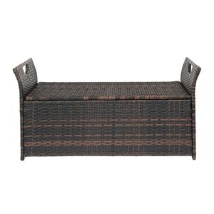 Iron Frame Patio Bench 106*52*46cm Brown Gradient Footstool Locker with Rattan Accommodates Comfortable Outdoor Seating - Product Image 2