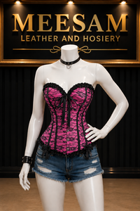 Women's Goth <b>Punk</b> Plus-Size Zipper Leather Lace Corset Shapewear Hip Enhancer Push Bra Latex Waist Trainer Satin Fabric Quick - Product Image 1