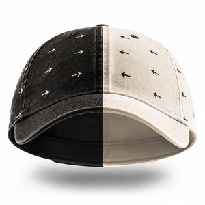 Casquette de baseball en denim noir et crème avec motif flèche, 6 panneaux, réglable, unisexe, décontractée - Product Image 5