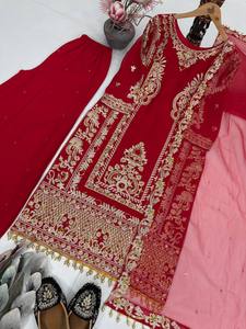 ชุดสูทลาย Georgette หนังแท้สำหรับสตรีมีโซ่ปักลายสำหรับทำงานและดีไซน์เนอร์ - Product Image 4