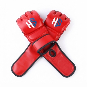 ถุงมือฝึกซ้อม MMA สีแดงแบบครึ่งนิ้ว หนัง PU ปิดด้วยเวลโคร สำหรับทุกเพศ เหมาะสำหรับศิลปะการต่อสู้และอุปกรณ์มวย - Product Image 3