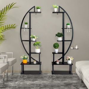 Artisasset 2 pièces support de plante demi-lune en bois de fer noir pour 6e étage jardin balcon Patio pelouse décorations pour la maison support de Pot de fleur - Product Image 6