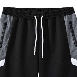 Shorts Bermuda pour homme à blocs de couleur avec poches zippées, taille à cordon de serrage, respirants, en tricot, décontractés, pour le sport - Product Image 2