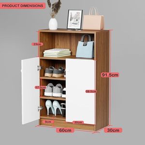 4-Tier Engineered Wood <b>Shoe</b> Rack with Door | Multi-Layer <b>Storage</b> Organizer Shelf for <b>Shoes</b>, Bags & Accessories – Oak Brown - Product Image 3