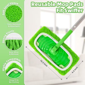 Machine Washable Reusable Microfiber Sweeping <b>Mop</b> Pads Dry and Wet Cloths Refill Compatible with for Swiffer Sweeper - Product Image 2