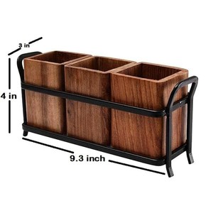 Handcrafted Rustic MDF Walnut Veneer Nesting <b>Planter</b> Boxes with Tabletop Metal Stand Wholesale - Product Image 2